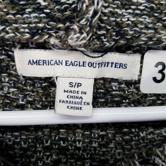 American Eagle Womens Hooded Sweater Size Small Green White Black Blend - Picture 4 of 7